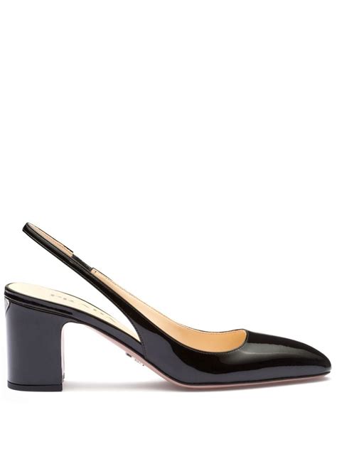 prada textured patent-leather slingback pumps|Patent leather slingback pumps .